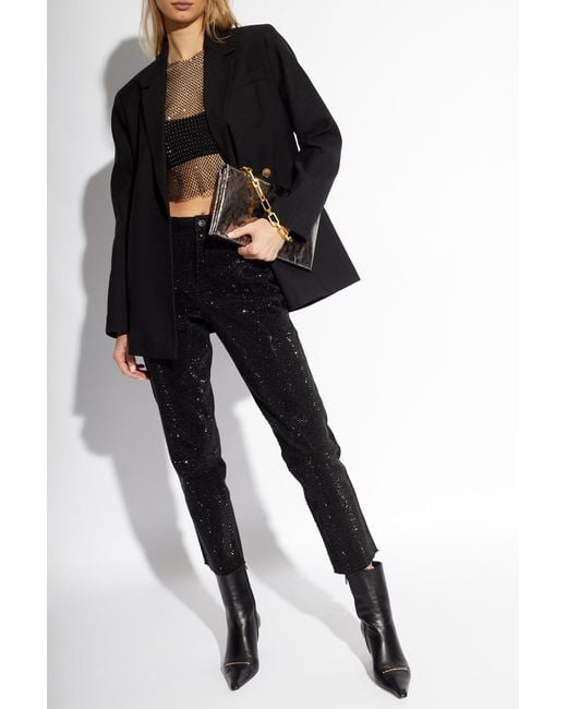 AllSaints Black 'Calytrix' Sparkling Crop Top