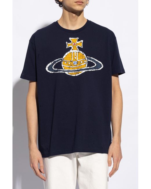 Vivienne Westwood Blue T-shirt With Logo, for men