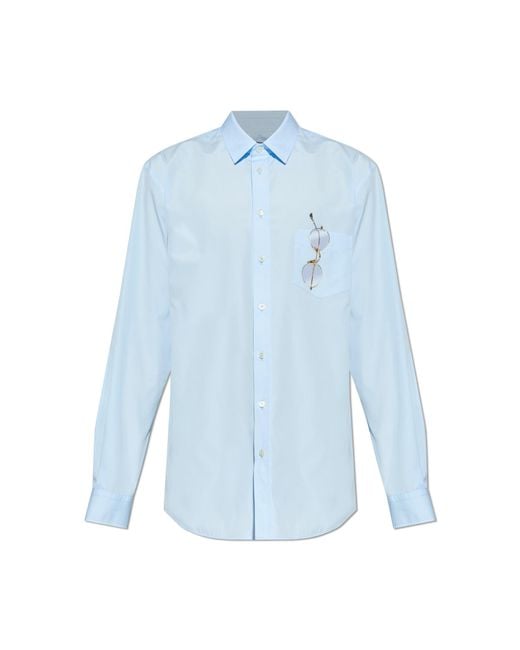 Moschino Blue Shirt With Pocket for men