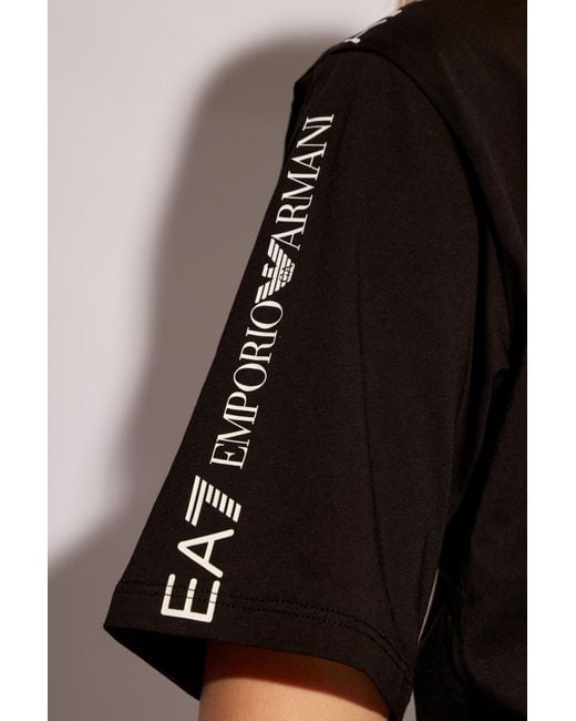 EA7 Black T-Shirt With Logo, '