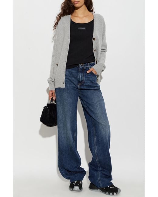 Dolce & Gabbana Gray Wool Cardigan With Pockets