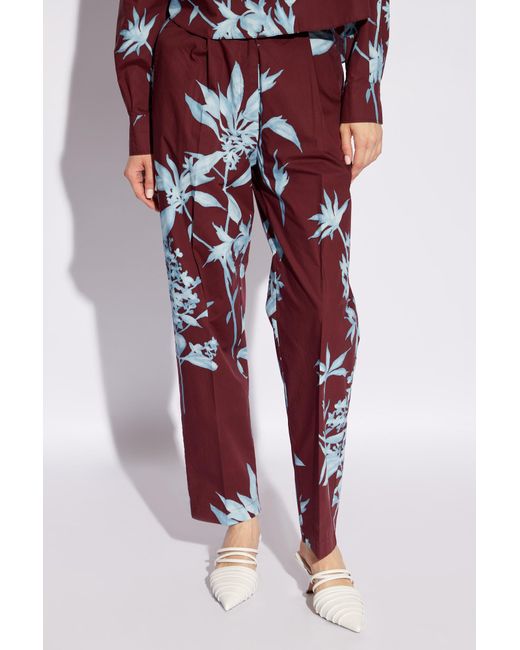 Forte Forte Red Trousers With Floral Motif,