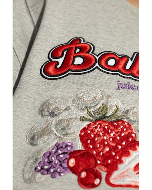 Balmain Gray T-Shirt With Colorfully Embroidered Pattern