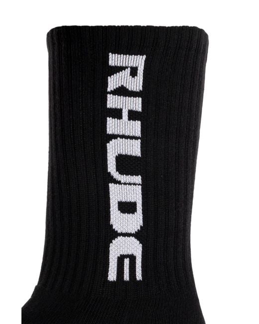 Rhude Black Socks With Logo for men