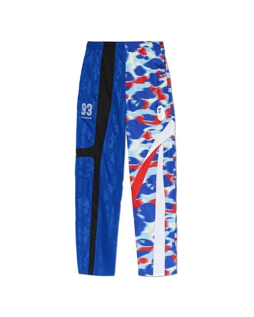 A Bathing Ape Blue Trousers With Logo for men