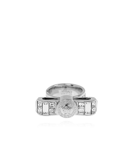 Versace Metallic Ring With Shimmering Crystals