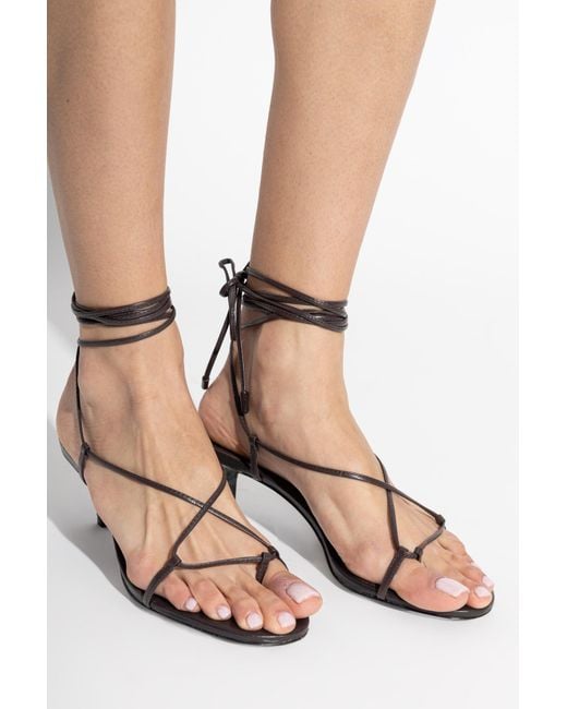 Black Suede Studio White Leather Heeled Sandals 'Alix'