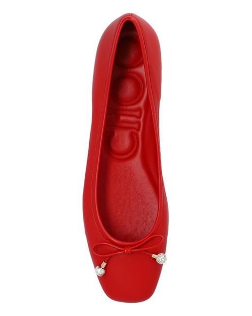 Jimmy Choo Red Ballet Flats `Elme`