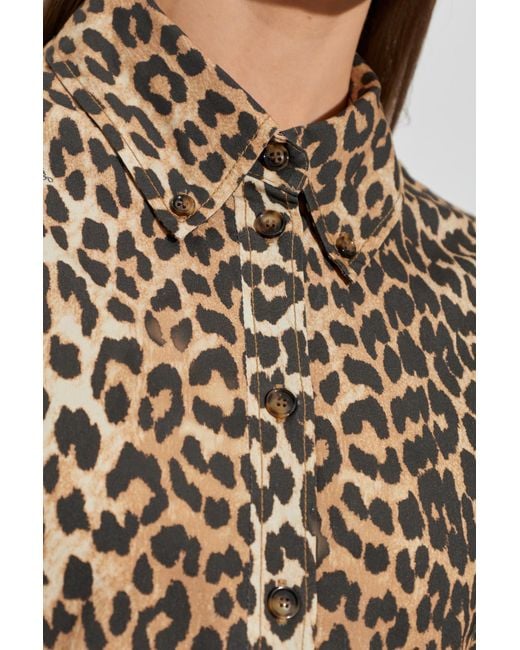 Ganni Brown Animal Print Dress