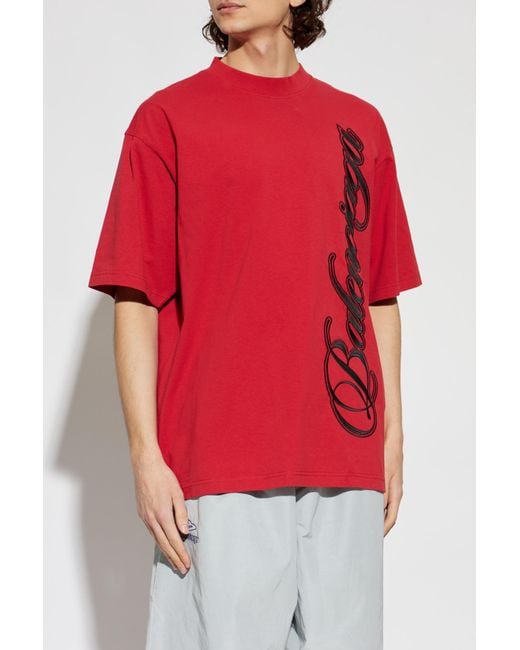 Balenciaga Red T-Shirt With Logo for men