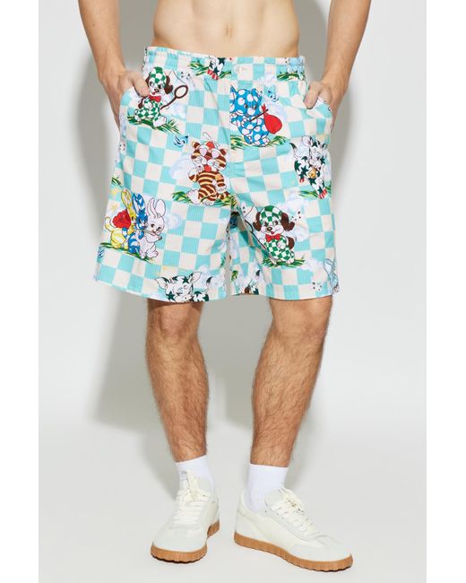 KENZO Blue Printed Shorts for men