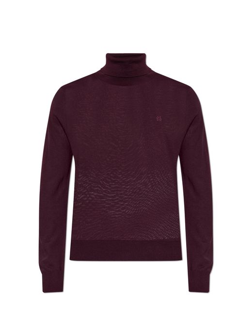 DSquared² Purple Wool Turtleneck With Embroidered Logo for men