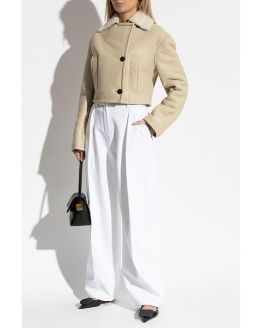 Jacquemus Natural Double-Breasted Shearling Coat