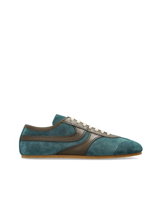 Dries Van Noten Green Suede Sports Shoes for men