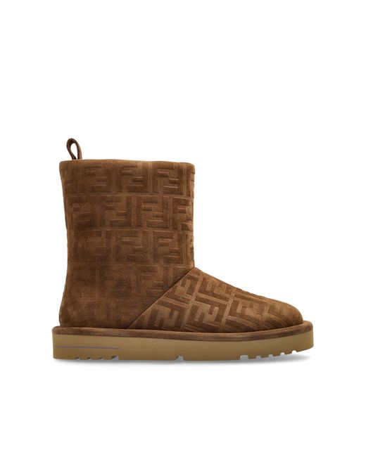Fendi Brown Snow Boots With Monogram
