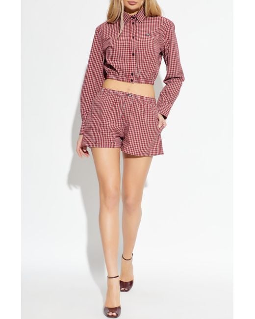 Vetements Red Plaid Pattern Shorts