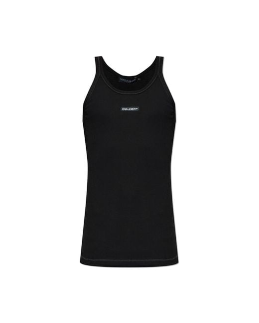 Dolce & Gabbana Black Ribbed Sleeveless Top for men