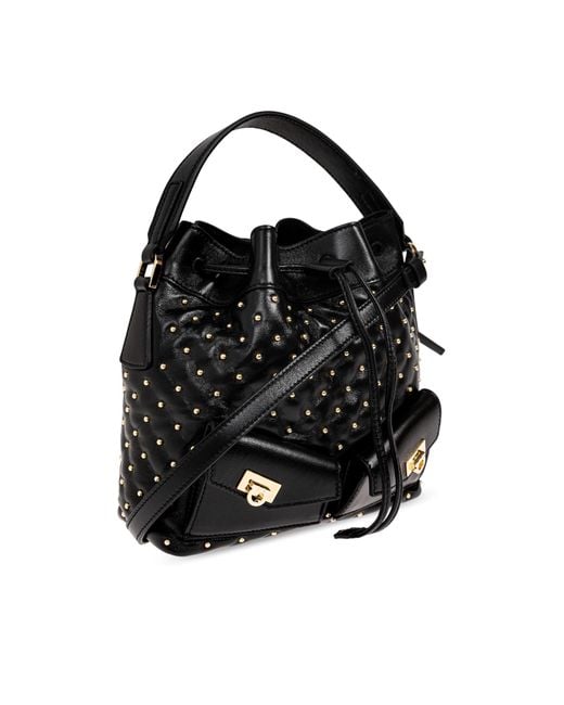 Ferragamo Black Leather Bag 'Drawstring'