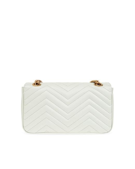 Gucci White 'GG Marmont Small' Quilted Shoulder Bag,