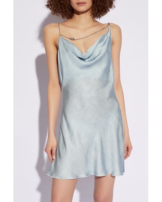 DIESEL Blue 'd-glass' Mini Satin Dress,
