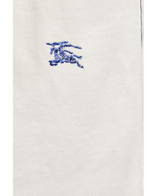 Burberry White Logo-embroidered Polo Shirt, for men