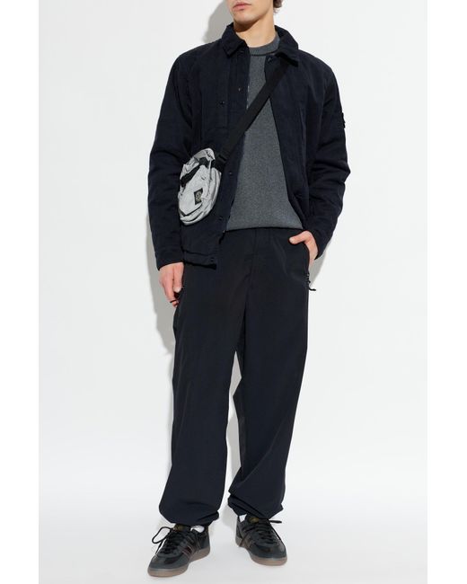 Stone Island Blue Insulated Jacket With Logo Patch for men