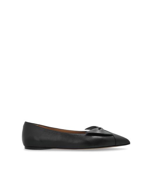 Ferragamo Black Leather Ballet Flats With A Bow