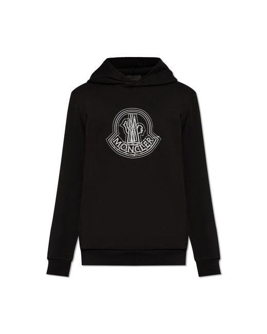 Moncler Black Hoodie With Logo, for men