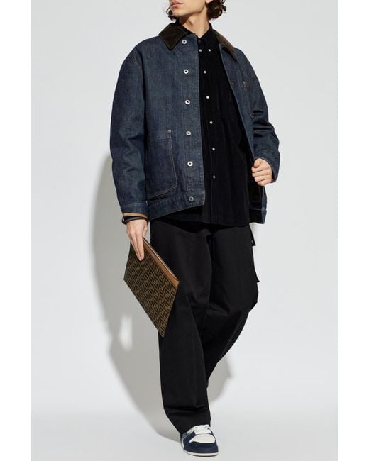 Loewe Blue Denim Jacket With Logo Patch for men