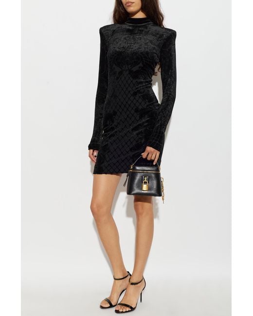Balmain Black Velvet Dress With A Turtleneck