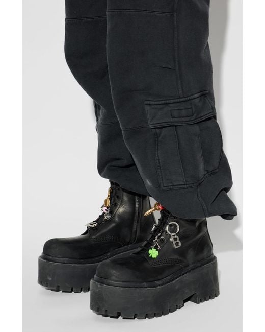 Balenciaga Black Leather Platform Shoes 'Strike'