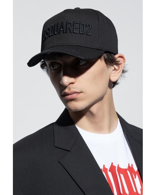 DSquared² Black Cap With Visor for men