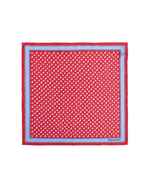Ferragamo Red Silk Pocket Square for men