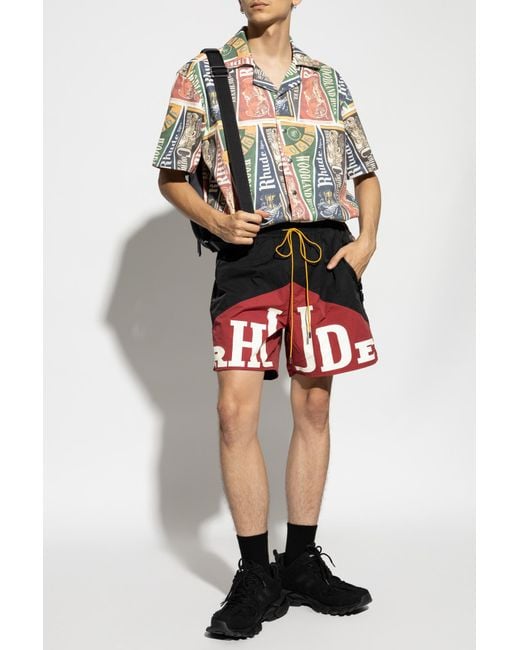 Rhude Red Logo Shorts for men