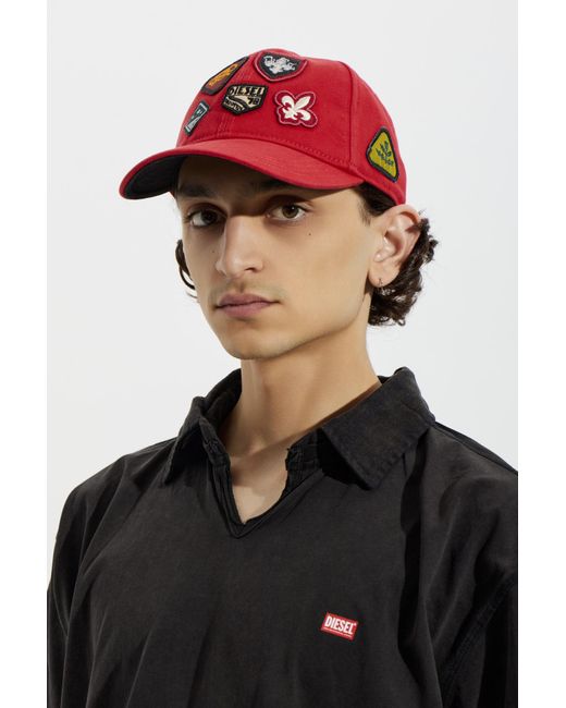 DIESEL Red Cap With Visor 'C-Scud' for men