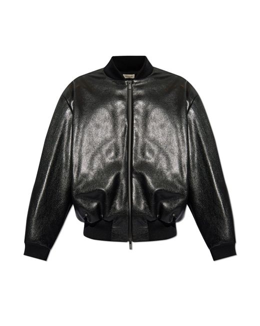 Fear Of God Black Leather 'Bomber' Jacket for men
