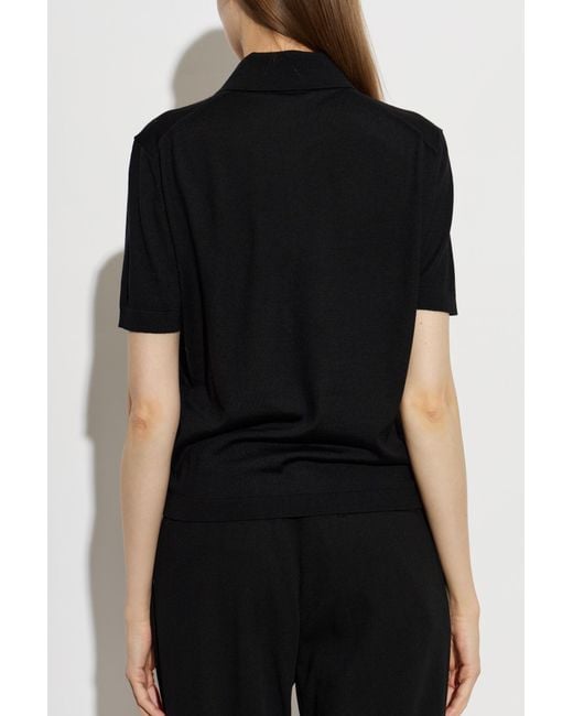 Jil Sander Black Wool Polo