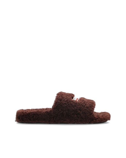 Balenciaga Brown Futrzane Slippers for men