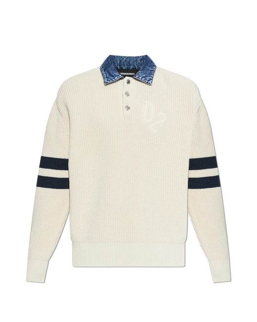 DSquared² White Polo Sweater for men