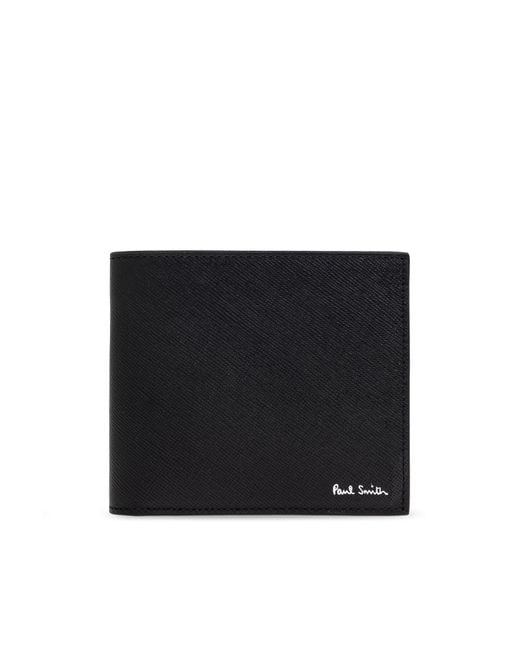 Paul Smith Black Leather Wallet With Colorful Print for men