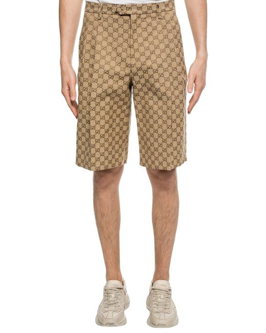 Gucci Cotton Creased Shorts in Brown for Men - Lyst