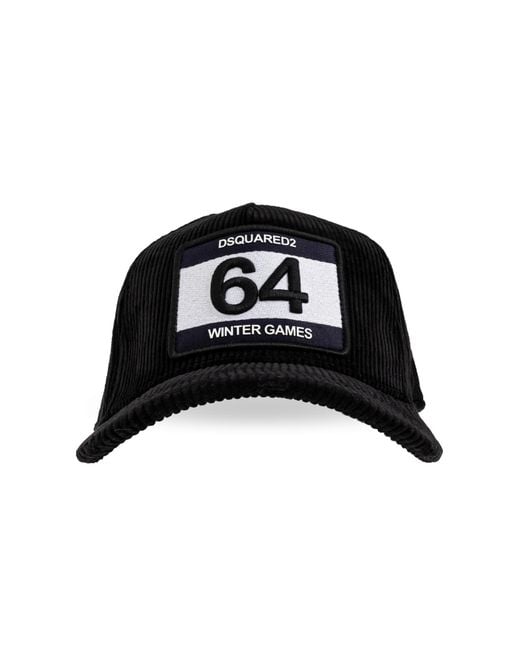 DSquared² Black Corduroy Cap for men