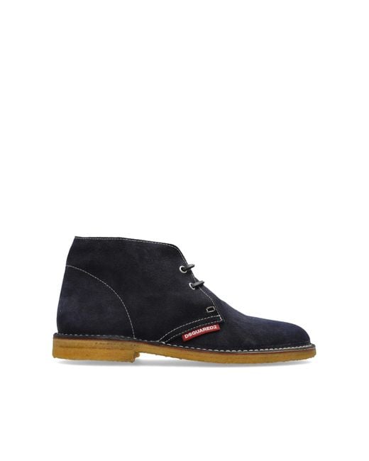 DSquared² Blue Suede Ankle Boots for men