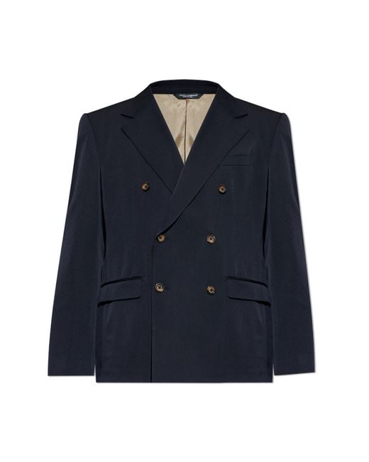 Dolce & Gabbana Blue Double-Breasted Blazer for men