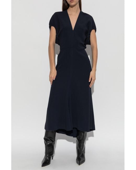 Victoria Beckham Blue V-Neck Dress