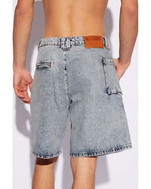 Moschino Blue Cargo Denim Shorts, for men
