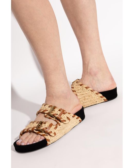 Isabel Marant Natural Braided Slides 'Lennyo'