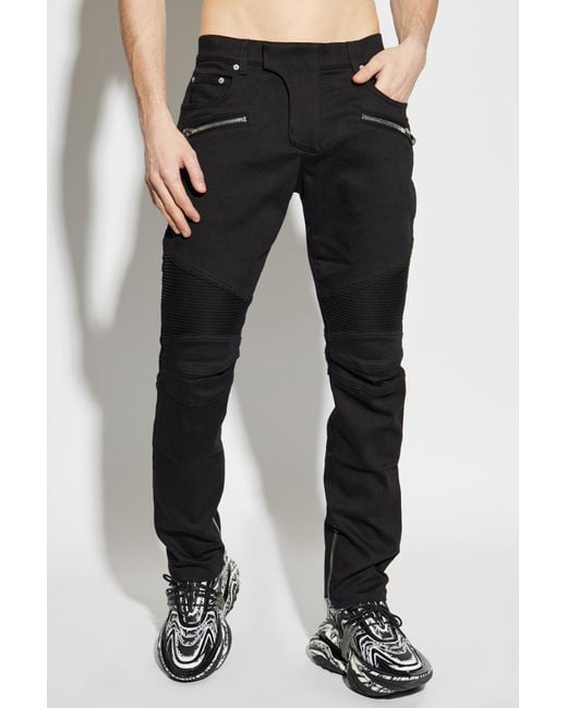 Balmain Black Jeans With Sewn-In Zippers for men
