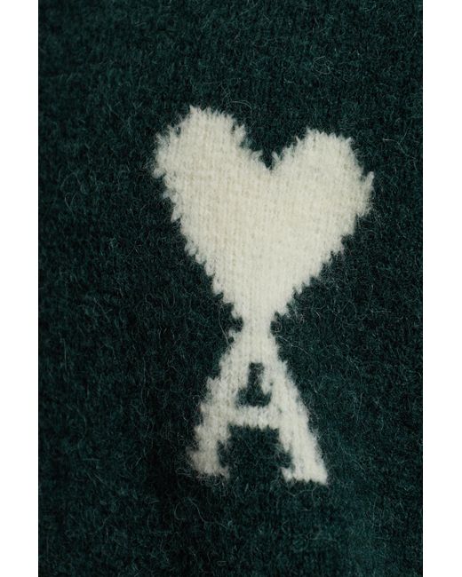 AMI Green Long-Sleeve Polo for men
