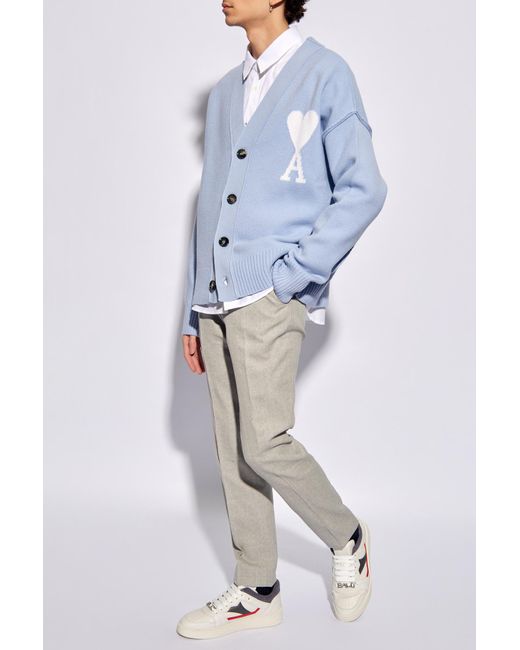AMI Blue Wool Cardigan, for men